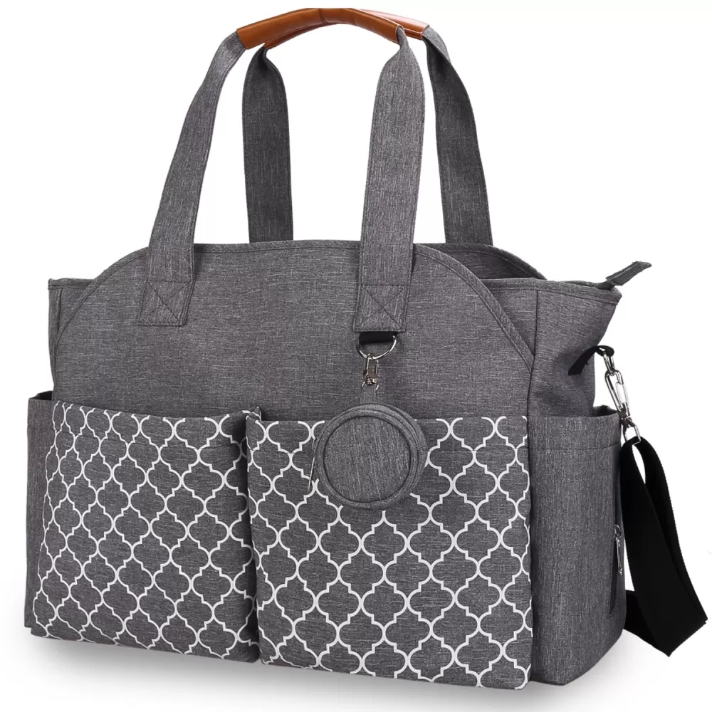 Grey and 2024 white diaper bag